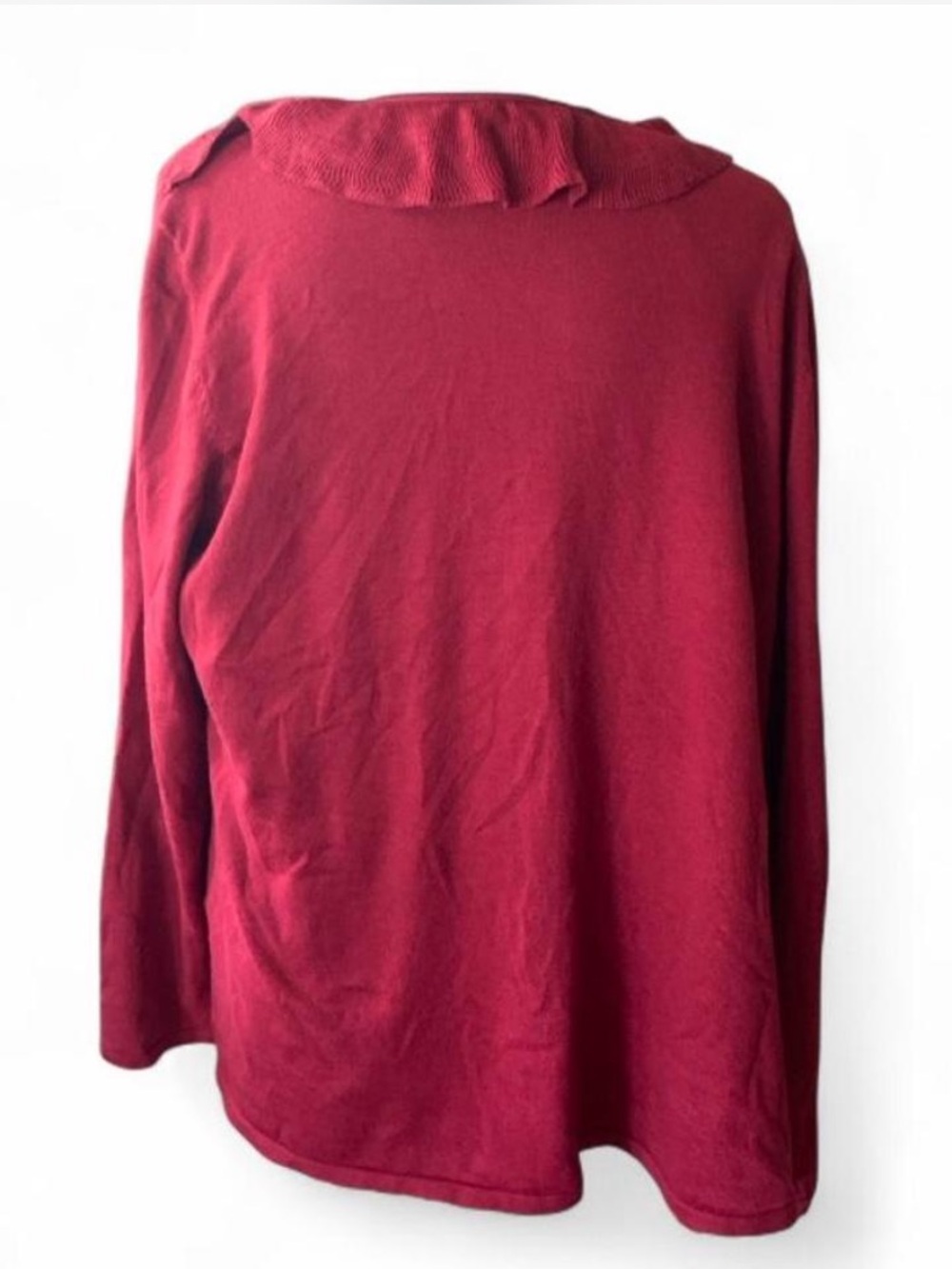 Cottagecore Red Ruffle Open-Front Women's Sweater Cardigan & floral slub tee - Picture 4 of 8